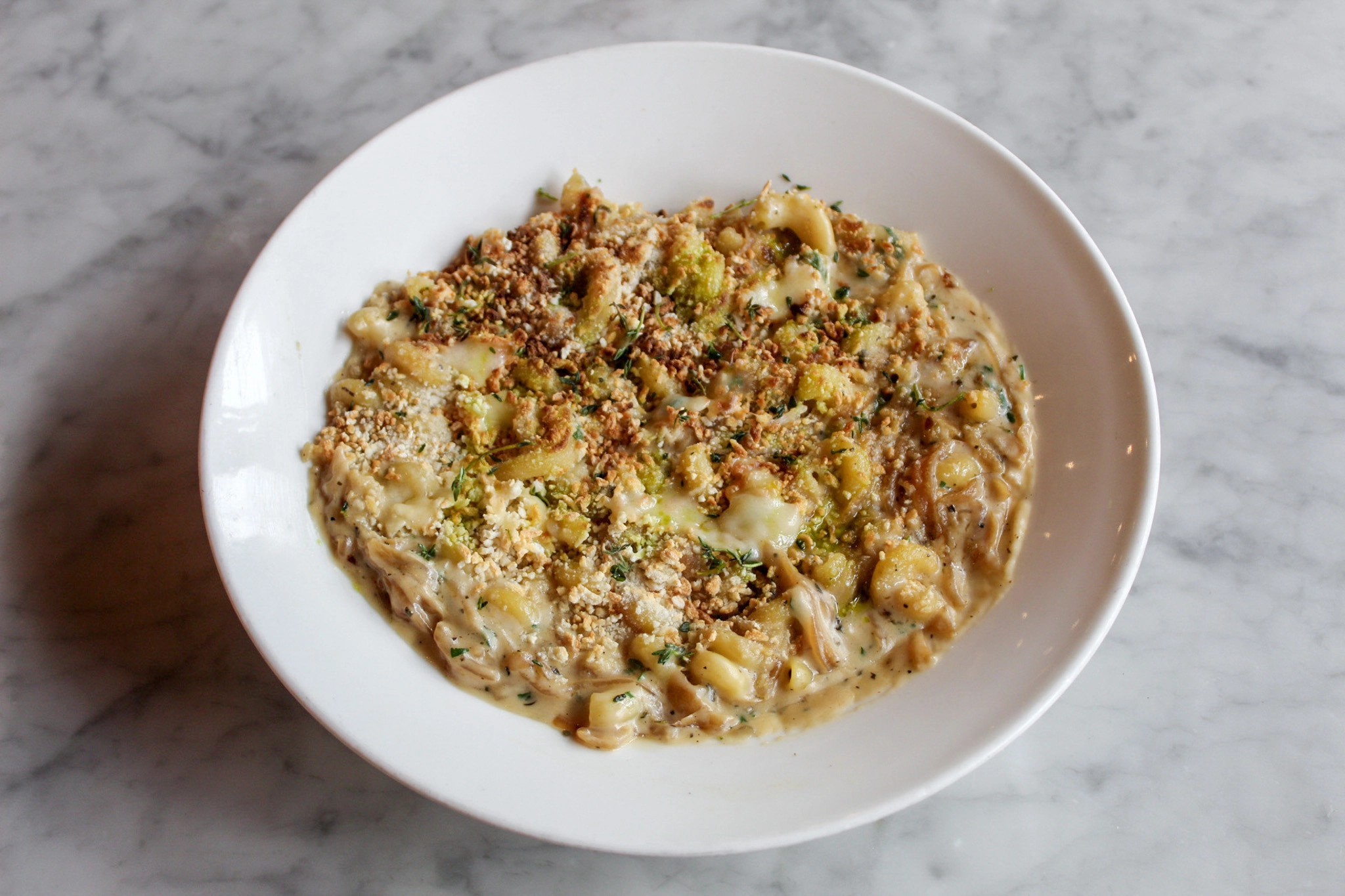 French Onion Mac + Cheese at Proof Kitchen + Lounge in Waterloo, Ontario