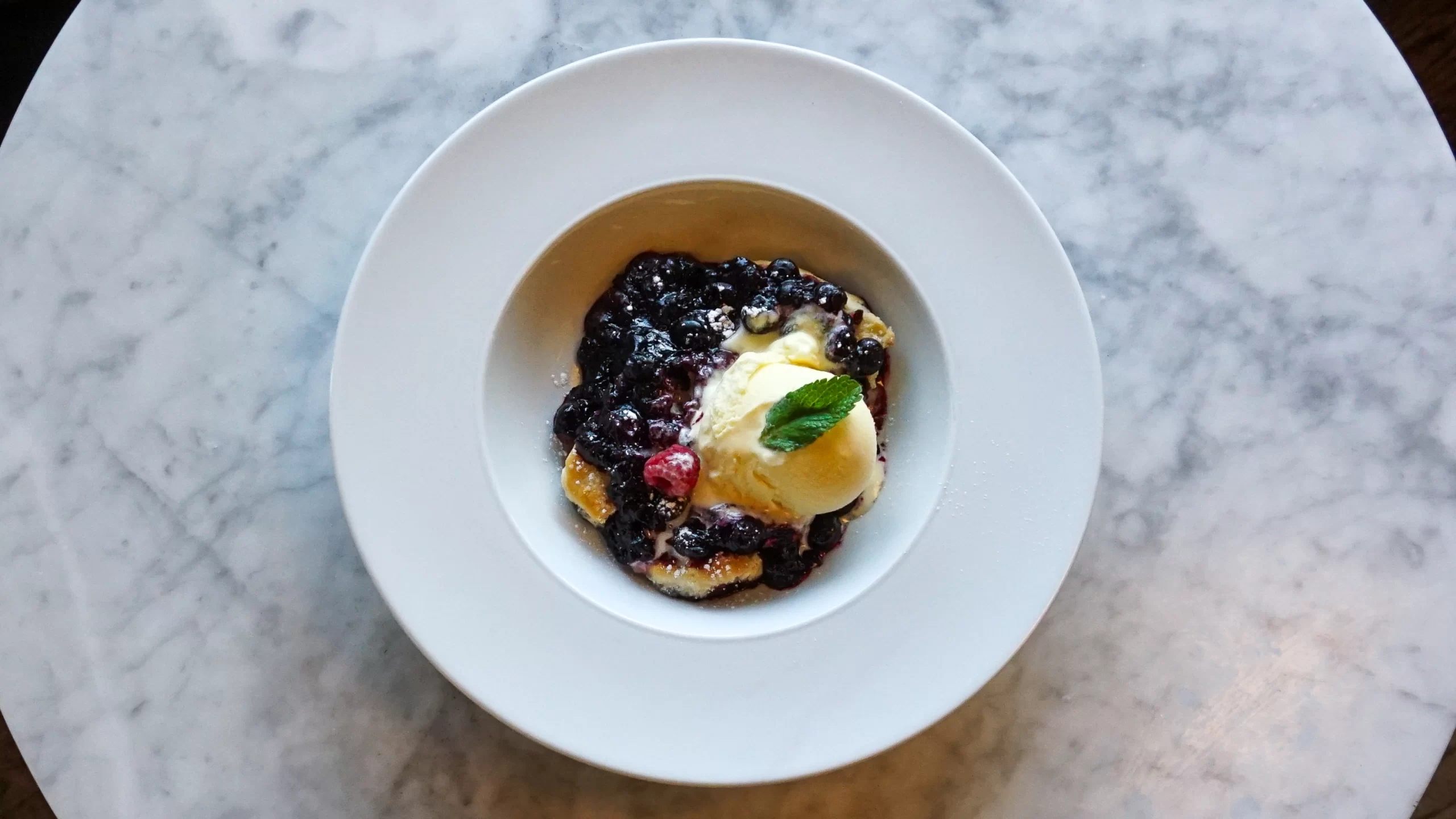 Blueberry Grunt dessert at Proof Kitchen + Lounge in Waterloo